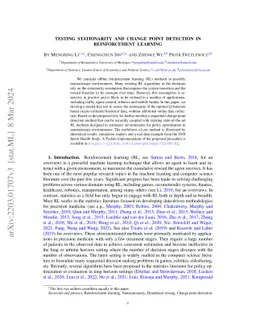 Testing Stationarity and Change Point Detection in Reinforcement Learning