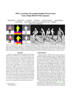 PINA: Learning a Personalized Implicit Neural Avatar from a Single RGB-D
  Video Sequence