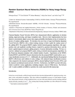 Random Quantum Neural Networks (RQNN) for Noisy Image Recognition