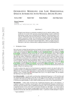 Generative Modeling for Low Dimensional Speech Attributes with Neural
  Spline Flows