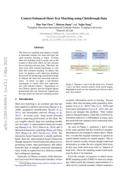 Context Enhanced Short Text Matching using Clickthrough Data