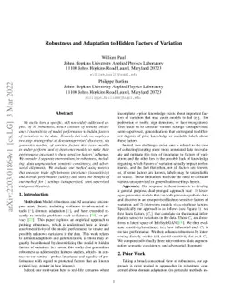 Robustness and Adaptation to Hidden Factors of Variation