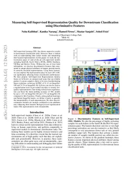 Measuring Self-Supervised Representation Quality for Downstream
  Classification using Discriminative Features