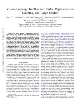 Vision-Language Intelligence: Tasks, Representation Learning, and Large
  Models