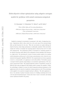 Multi-objective robust optimization using adaptive surrogate models for
  problems with mixed continuous-categorical parameters
