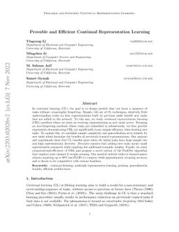Provable and Efficient Continual Representation Learning