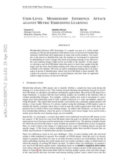 User-Level Membership Inference Attack against Metric Embedding Learning