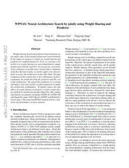 WPNAS: Neural Architecture Search by jointly using Weight Sharing and
  Predictor