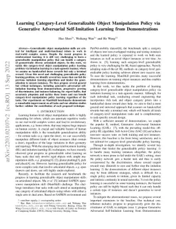 Learning Category-Level Generalizable Object Manipulation Policy via
  Generative Adversarial Self-Imitation Learning from Demonstrations