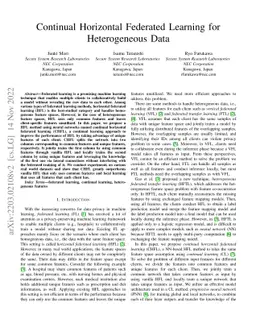 Continual Horizontal Federated Learning for Heterogeneous Data