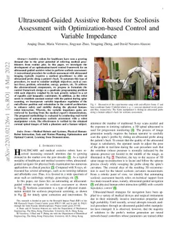 Ultrasound-Guided Assistive Robots for Scoliosis Assessment with
  Optimization-based Control and Variable Impedance
