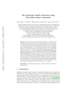 3D endoscopic depth estimation using 3D surface-aware constraints