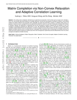 Matrix Completion via Non-Convex Relaxation and Adaptive Correlation
  Learning
