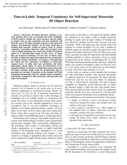 Time-to-Label: Temporal Consistency for Self-Supervised Monocular 3D
  Object Detection