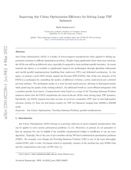 Improving Ant Colony Optimization Efficiency for Solving Large TSP
  Instances
