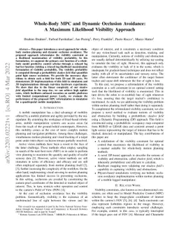 Whole-Body MPC and Dynamic Occlusion Avoidance: A Maximum Likelihood
  Visibility Approach