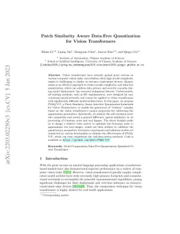 Patch Similarity Aware Data-Free Quantization for Vision Transformers
