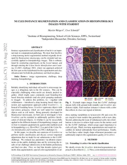 Nuclei instance segmentation and classification in histopathology images
  with StarDist