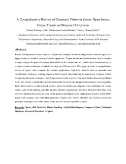A Comprehensive Review of Computer Vision in Sports: Open Issues, Future
  Trends and Research Directions