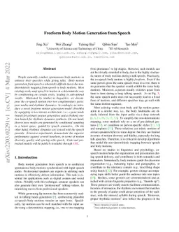 Freeform Body Motion Generation from Speech
