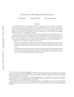 Constructive Post-Quantum Reductions