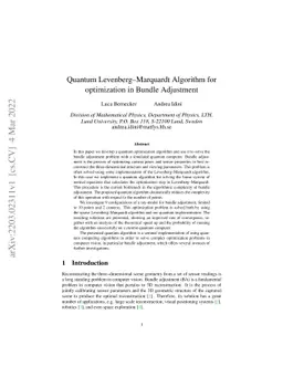 Quantum Levenberg--Marquardt Algorithm for optimization in Bundle
  Adjustment