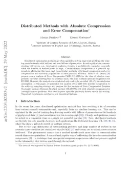 Distributed Methods with Absolute Compression and Error Compensation