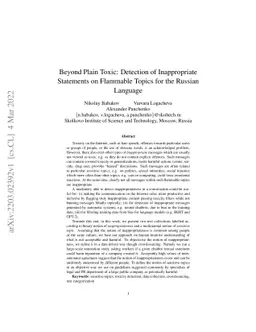 Beyond Plain Toxic: Detection of Inappropriate Statements on Flammable
  Topics for the Russian Language