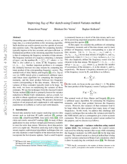 Improving \textit{Tug-of-War} sketch using Control-Variates method