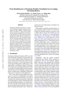 From Simultaneous to Streaming Machine Translation by Leveraging
  Streaming History