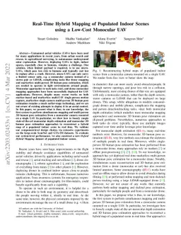 Real-Time Hybrid Mapping of Populated Indoor Scenes using a Low-Cost
  Monocular UAV