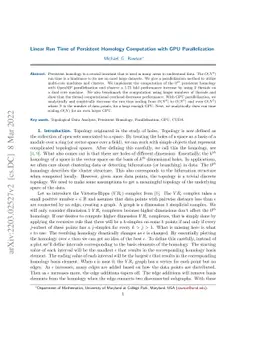 Linear Run Time of Persistent Homology Computation with GPU
  Parallelization