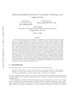 Reinventing High Performance Computing: Challenges and Opportunities