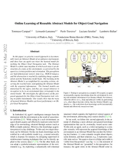 Online Learning of Reusable Abstract Models for Object Goal Navigation