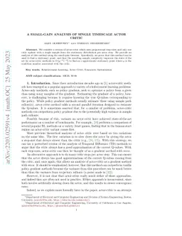 A Small Gain Analysis of Single Timescale Actor Critic