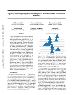 Sparsity-Inducing Categorical Prior Improves Robustness of the
  Information Bottleneck