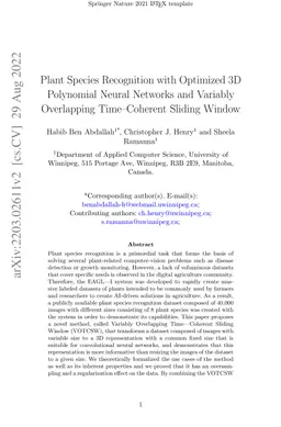 Plant Species Recognition with Optimized 3D Polynomial Neural Networks
  and Variably Overlapping Time-Coherent Sliding Window