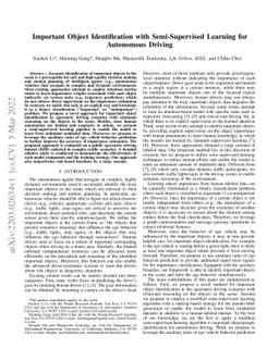 Important Object Identification with Semi-Supervised Learning for
  Autonomous Driving