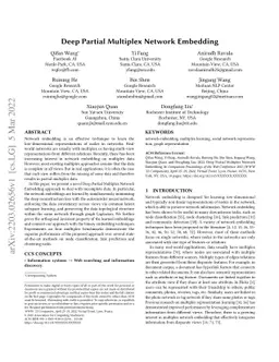 Deep Partial Multiplex Network Embedding