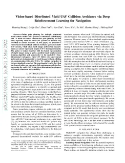 Vision-based Distributed Multi-UAV Collision Avoidance via Deep
  Reinforcement Learning for Navigation
