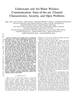 Underwater and Air-Water Wireless Communication: State-of-the-art,
  Channel Characteristics, Security, and Open Problems