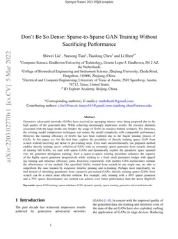 Don't Be So Dense: Sparse-to-Sparse GAN Training Without Sacrificing
  Performance