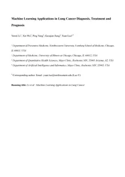 Machine Learning Applications in Lung Cancer Diagnosis, Treatment and
  Prognosis