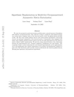 Algorithmic Regularization in Model-free Overparametrized Asymmetric
  Matrix Factorization