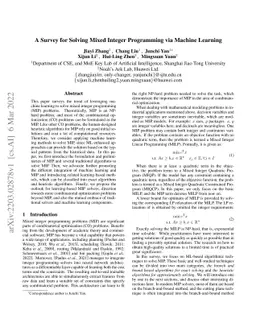 A Survey for Solving Mixed Integer Programming via Machine Learning