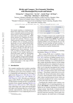 Divide and Conquer: Text Semantic Matching with Disentangled Keywords
  and Intents