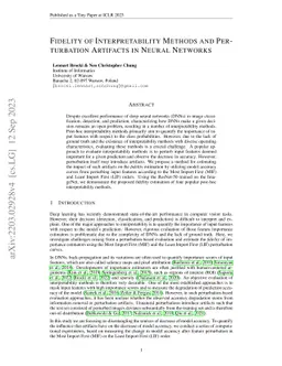 Fidelity of Interpretability Methods and Perturbation Artifacts in
  Neural Networks
