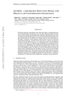 GeoDiff: a Geometric Diffusion Model for Molecular Conformation
  Generation