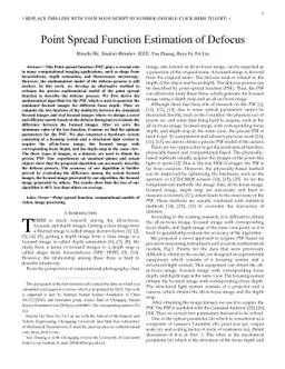 Point Spread Function Estimation of Defocus