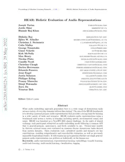 HEAR: Holistic Evaluation of Audio Representations